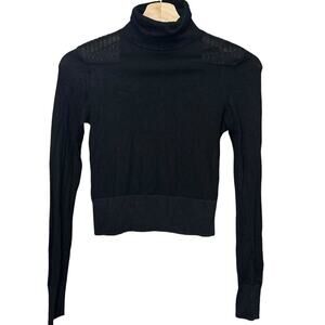 Rag & Bone Turtleneck Sweater Knit Merino Wool Rayon Blend Black size XXS Crop